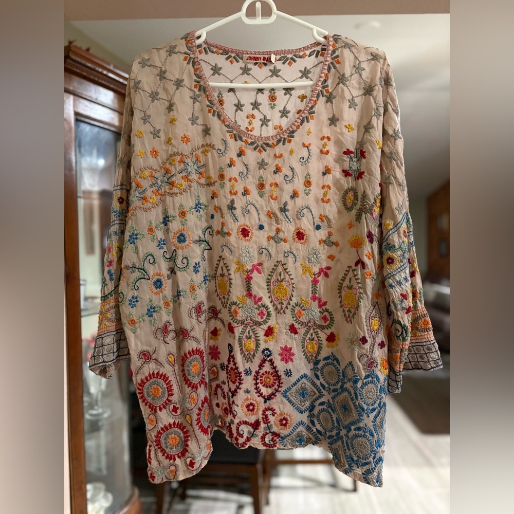 Johnny Was Multicolor Embroidered Blouse